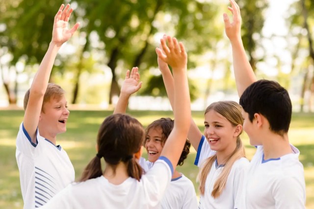 An outdoor group activity, supporting student confidence.