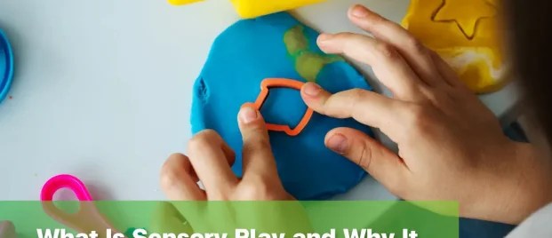 Child using playdough and colourful tools during a sensory play activity.