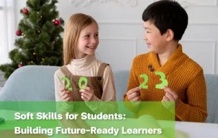 Children practising communication, supporting soft skills for students.