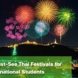Colourful fireworks celebrating one of the most iconic Thai traditional festivals.