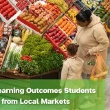 Kid learning from local markets through outdoor education.