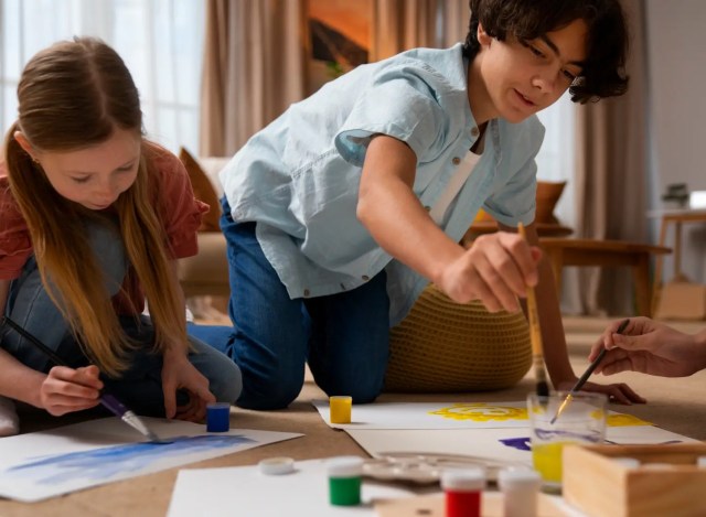 Students taking part in project-based learning activities.