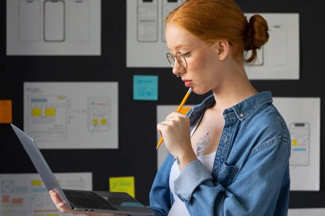 Student working on UX and UI design concepts, preparing for emerging careers in digital design.