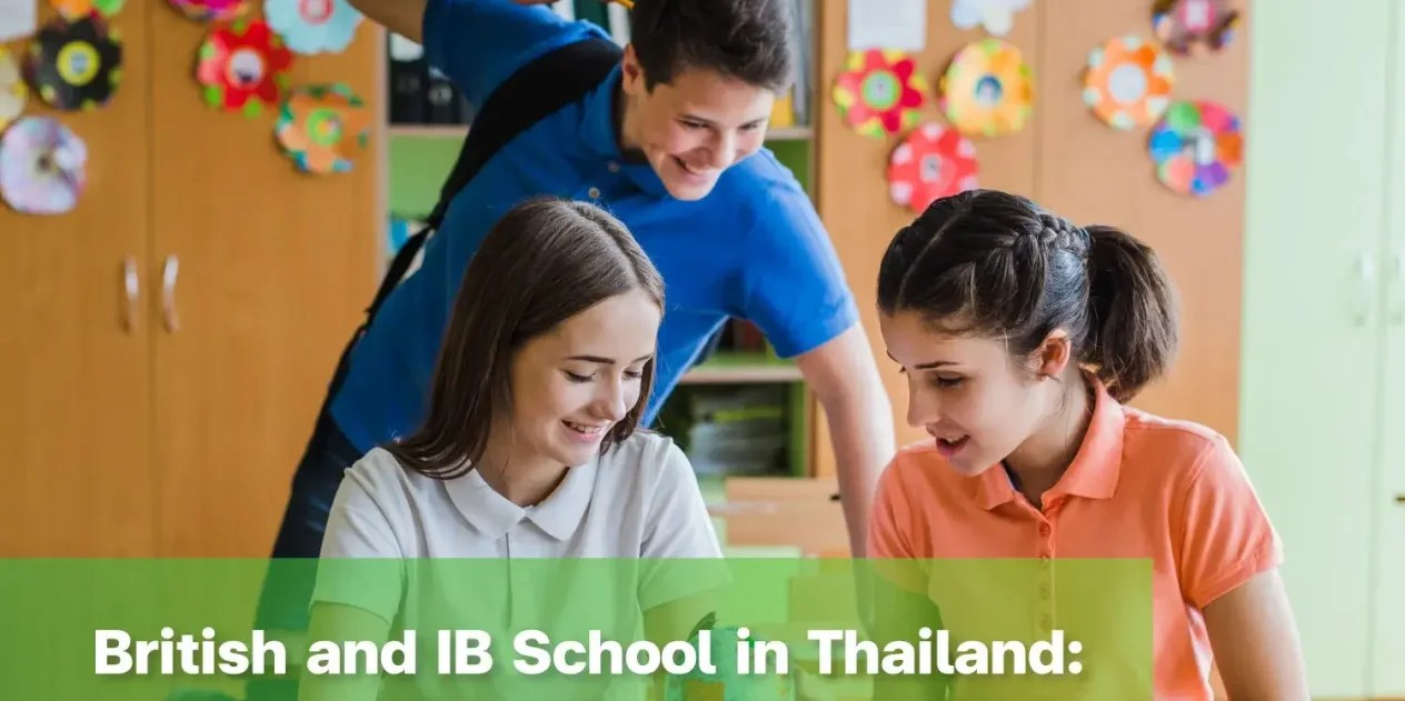 Students exploring a globe together in a British and IB School in Thailand.