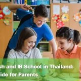 Students exploring a globe together in a British and IB School in Thailand.