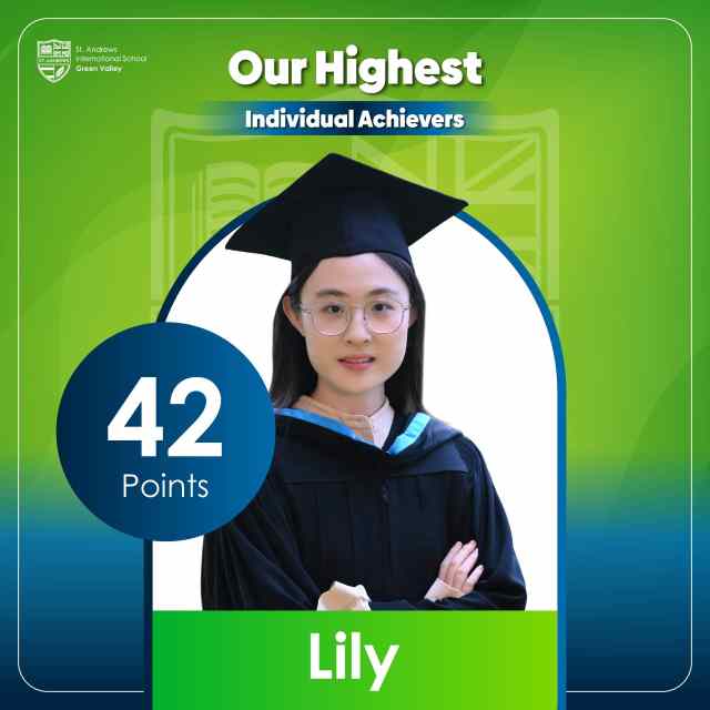 ib-diploma-results Lily, Green Valley IB student, celebrates outstanding achievement with a top score of 42 in the 2025 IB Diploma results.