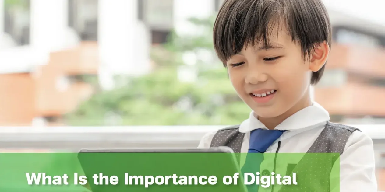 Student using a tablet responsibly, demonstrating digital citizenship.