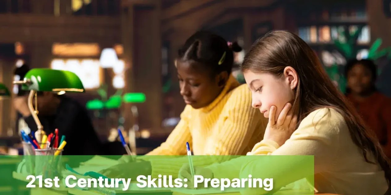 Students developing 21st century skills in education through focused learning.