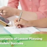 Teacher demonstrating lesson planning for primary school learning activity.