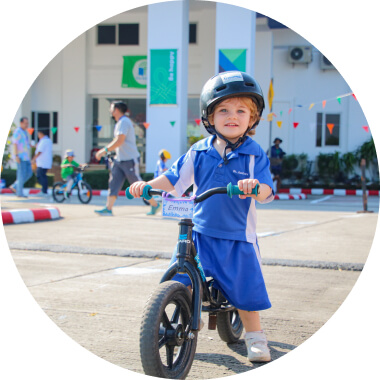 Student riding a bike